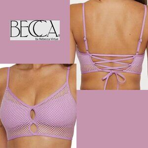 BECCA Standard Network Cami Bikini Top, Adjustable, Tie Back NWT Sz S